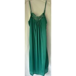 Colesce Collection Green Sexy Slit Lingerie Dress Slip Nightgown M USA Vintage